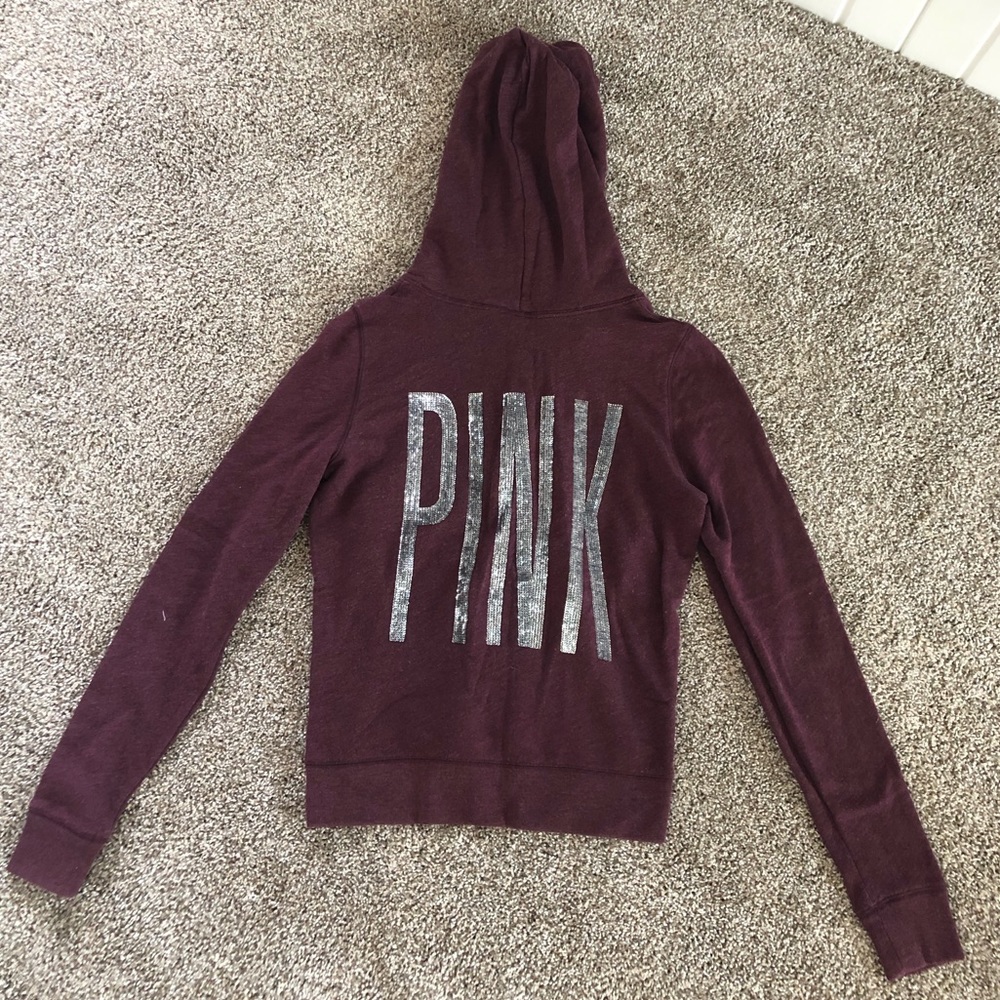 Maroon PINK Zip Up Sweatshirt Size M